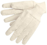 MCR Safety 8100 Cotton/Polyester Blend Canvas Knit Wrist Men's Gloves with Clute Pattern and Straight Thumb, White, Large, 1-Pai