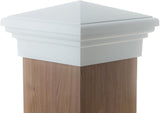 8x8 Post Cap (7.5) White New England Pyramid Style Post Top for Standard Pressure Treated Post Fences, Mailboxes & Decks