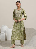 Libas Women'S Silk Blend Kurta Set (400328_Green_Xl)