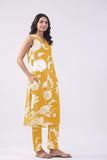 Anni Designer Women'S Rayon Viscose Straight Printed Kurta With Pant (Teras Yellow_L_Yellow_Large),Yellow,L,,,