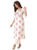 Libas Women'S Chanderi Silk Printed Kurta Sets (99022O_Off White_S)