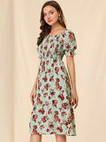 Toplot Dresses For Women Knee Length With Floral Print(Dress-5107-Dot-S) Green,Green,,B0C4DJWG2K