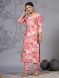 Anni Designer Women'S Rayon Blend Straight Printed Kurta With Pant (Nissu Pink_Xxl_Pink_Xx-Large),Pink,2XL,Rayon Blend,Regular,Kurta