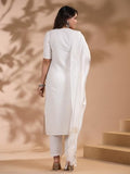 Anni Designer Women'S Rayon Blend Printed Straight Kurta With Pant & Dupatta (Nukad Cream-Nw_Xl_Cream_X-Large),Cream,XL,Rayon Blend,Regular,Kurta, Scarf