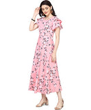 Oomph! Women'S Crepe A-Line Maxi Dress - Rose Pink,Rose Pink,Rose Pink,S