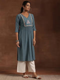 Libas Women'S Viscose Rayon Yoke Design Straight Kurta (29202 Blue Blue S