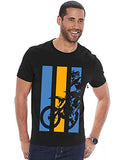 Adro Men'S Bike Rider Printed Cotton T-Shirt (Rn22-2-Bik-Bl_Black_L)