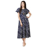 Oomph! Women'S Western & Fusion Wear Midi Dresses For Women Beach Blue - Md62,Navy BlueApparel,M