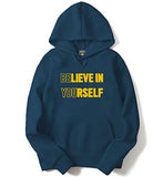 Adro Believe In Yourself Design Printed Cotton Hoodies/Sweatshirts For Men (H21-M-You-Sb_Teal_M)