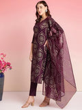 Gosriki Women'S Rayon Blend Printed Straight Kurta With Pant & Dupatta (Amrita Wine-Gs_M_Wine_Medium),WINE,,B0DRNL91HN