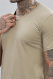 ADRO V-Neck T Shirt for Men 100% Cotton Vneck Tshirt is Ideal for Casual wear Workouts and Loungewear Adding a Stylish Touch.|VN24-PLN-BE-XL Beige,Beige