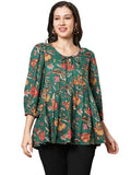 Gosriki Women'S Tunics Tops Rayon Viscose Printed Short Top For Women (Silvi Green-Vks01-Gs_Xxl_Green_Xx-Large),Green,2,B0DVQ38Y6K