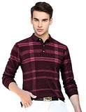 Eyebogler Men'S Polo Neck Full Sleeves Wine Milange Printed T-Shirt,Wine MilangeApparel,M