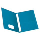 Oxford TwoPocket Folders w/Fasteners, Light Blue, Letter Size, 25 per Box (57701)