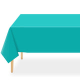 QIKSION Plastic Table Cloth Disposable 12 Pack, 54 x 108 Inch Tablecloths for Rectangle Tables, Aqua Blue Plastic Table Cover