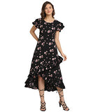 Oomph! Women'S Western & Fusion Wear Wrap Midi Dresses For Women Black - Md158,Jet BlackApparel,XL