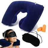 Pavan Ecommerce Velvet 3 In 1 Travel Kit Set 1 Neck Pillow, 1Eye Mask, 2Ear Bud (Multi Colour) 3In 1 Travel Set Pack Of 2