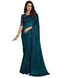 Satrani Womens Pure Chiffon Saree (3568S123N_Peacock Blue)