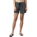 Enamor Essentials Women's Mid Rise Relaxed Fit Thigh Length Breathable Pure Cotton Shorts with 2 Side Pockets - E062(E062-Black Rings Aop-XL),Black Rings Aop
