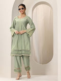 Libas Women'S Silk Blend Kurta Sets (49313_Green_Xl)