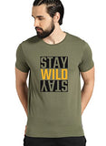 Adro Men'S Stay Wild Typography Printed Cotton T-Shirt (Rnr-M-Wild-Ol_Olive_Xl)