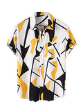 Lookmark Men'S Cotton Blend Stitched Printed Half Sleeve Shirt(Printed Shirt Yellow Allan-S)