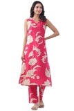 Gosriki Women'S Rayon Viscose Straight Printed Kurta With Pant (Teras Pink-Vks01-Gs_Xxl_Pink_Xx-Large),Pink,2,B0DZ2WS13P