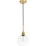 Living District Indoor Modern Home Decorative Bright Ceiling Emett 1 Light Brass And Clear Glass Pendant