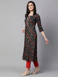 Anni Designer Women'S Cotton Blend Straight Printed Kurta With Pant Set (Rathi Blue-Nw_Xxl_Blue_Xx-Large),Blue,2XL,Cotton Blend,Regular,Kurta