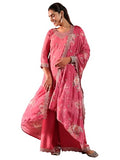 Libas Womens Embroidered Silk Blend Straight Kurta With Palazzos And Dupatta