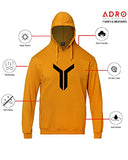 Adro Men'S Cotton Neck Hooded Sweatshirt (H22-M-Lnn-Mu_Mustard_L)