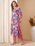 Gosriki Women'S Rayon Blend Straight Printed Kurta With Pant (Kalol Blue-Vks01-Gs_L_Blue_Large),Blue,,B0DBM3DHMK
