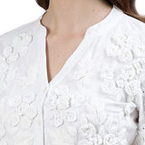 Ishin Women'S Cotton Above Knee Lenght A-Line Indo Western Dress Dhtopknm-13023_M_White