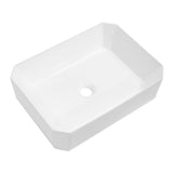 Kichae 19x14 Rectangle Bathroom Vessel Sink Porcelain Ceramic White Vanity Sink Above Counter Modern Sink for Cabinet, Lavatory,