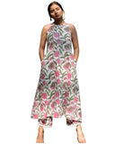 Anni Designer Women'S Rayon Blend Straight Block Printed Kurta With Pant (Gulbagh Multi_Xxl_White_Xx-Large),White,2XL