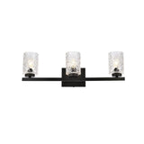 Living District Cassie 3-Light Metal Bath Sconce In Black And Clear