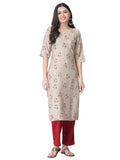 Pinkmint Kurta Set for Women Cotton Printed Straight Kurta with Pant (Pack of 1)