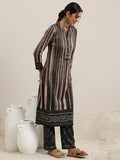 Libas Womens Printed Wool Straight Kurta With Palazzos And Dupatta