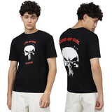 Lookmark Pure Cotton Black Color Printed Half Sleeve Oversized T-Shirt For Men(Mt24-Black-Xl)