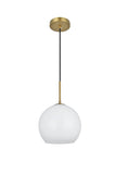 Elegant Lighting Living District Baxter 1-Light Metal Pendant In Chrome And Frosted White
