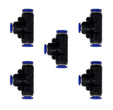 5 Pcs 1/8 x 1/8x 1/8 Pneumatic T Shaped 3 Way Tube Reducer Connector,Quick Push to Connect Tee Fitting