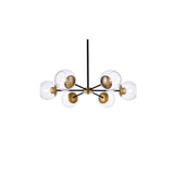 Living District Briggs 6-Light Metal Pendant With Clear Shade In Black And Brass