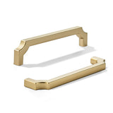 khtumeware 2-Pack 6 Inch Square Brushed Gold Cabinet Pulls, Solid Satin Gold Zinc Alloy Heavy-Duty Handles for Kitchen/Bathroom