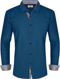 Lookmark Men'S Cotton Blend Dark Turqouise Color Stitched Solid Full Sleeve Shirt(Amzn-Shirt 56-M)