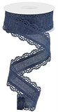 Scalloped Edge Ribbon on Canvas, 10 Yards (Navy Blue, 1.5 Inch)
