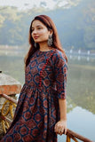 Anni Designer Women'S Cotton Blend Printed Anarkali Kurta (Pond Blue-Sm_S_Blue_Small),Blue,S,Cotton Blend,anarkali,