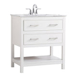 Elegant Decor Martins 30 Steel and Solid Wood Single Bathroom Vanity in White
