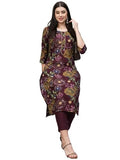 Gosriki Women'S Cotton Blend Straight Printed Kurta With Pant (Paajas Wine-Nw-Gs_S_Wine_Small),Wine,,B0CSG5MCFC