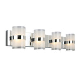 Design House Haswell Vanity Light, 4-Light Integrated LED Bathroom Fixture, Acrylic Frosted Shade, Polished Chrome, Modern Wall