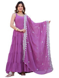 Wedani Pink Georgette Solid Anarkali Kurta For Women,LIGHT PURPLE,XL